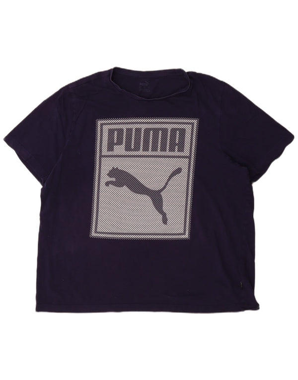 Puma Herre grafisk T-shirt top XL marineblå bomuld