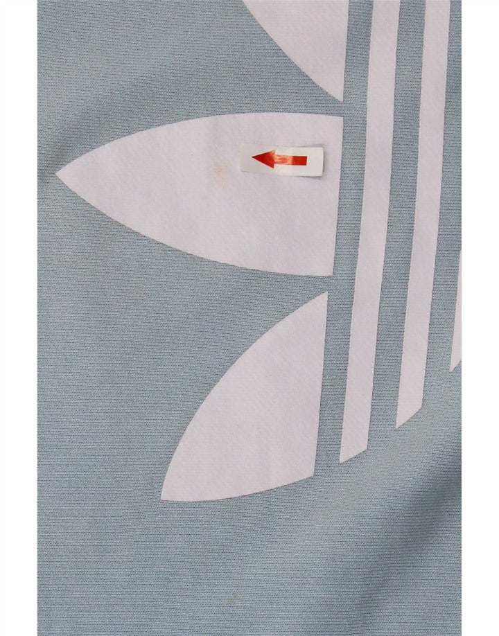 Adidas Dame Grafisk Oversized Sweatshirt Jumper UK 8 Lille Blå Bomuld