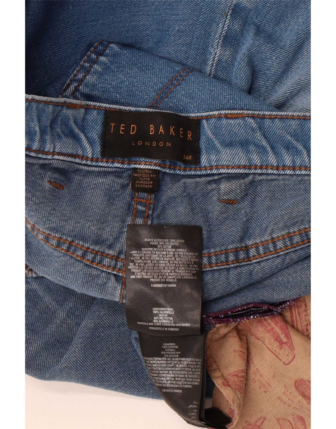 Ted Baker Straight Jeans til mænd W34 L32 blå polyester