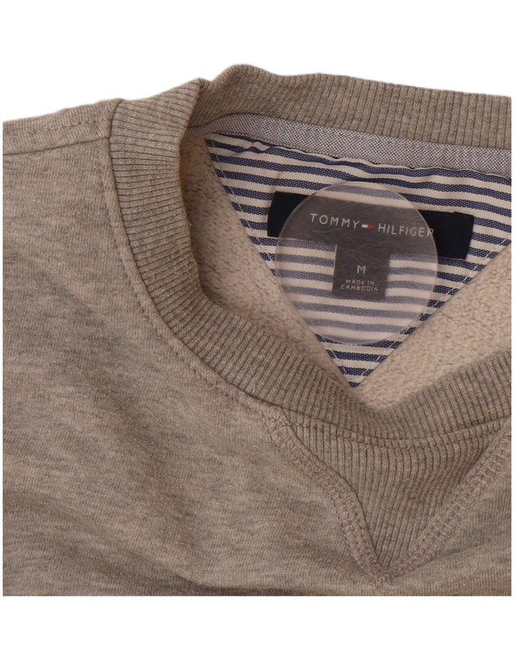 TOMMY HILFIGER Grafisk sweatshirt til kvinder UK 14 mellemgrå bomuld