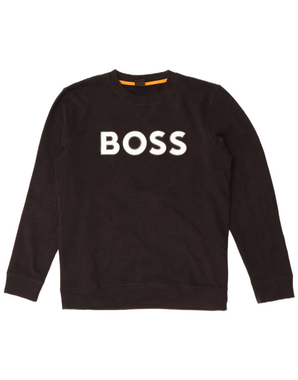 Hugo Boss Mens Graphic Sweatshirt Jumper Large Black Cotton