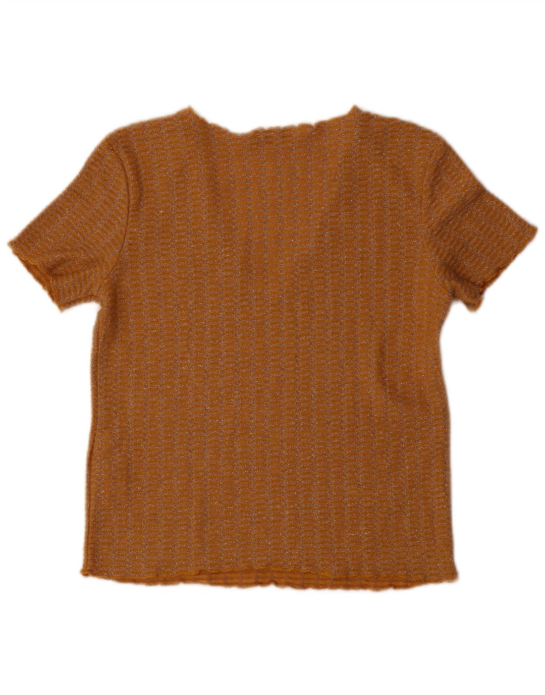 ZARA Womens Crop V-Neck Jumper Sweater UK 10 Small Brown Flecked Polyester