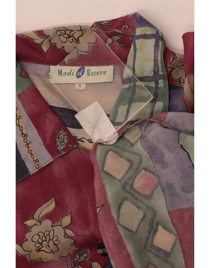 Vintage kvinders kortærmet skjortebluse UK 14 Medium Multicolored