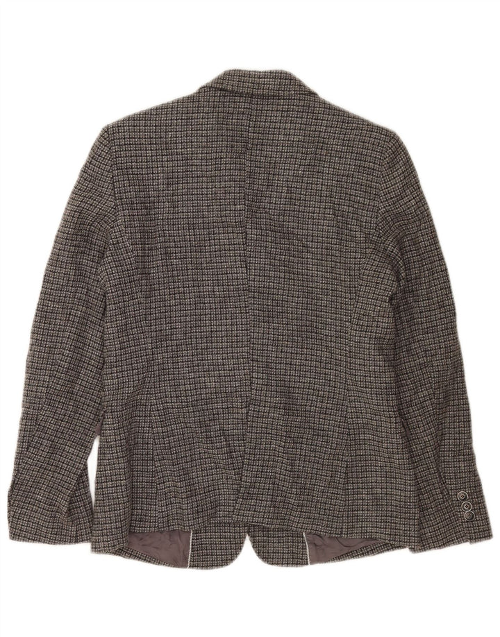 Massimo Dutti Dame 2-knaps blazerjakke EU 42 Stor grå ternet viskose