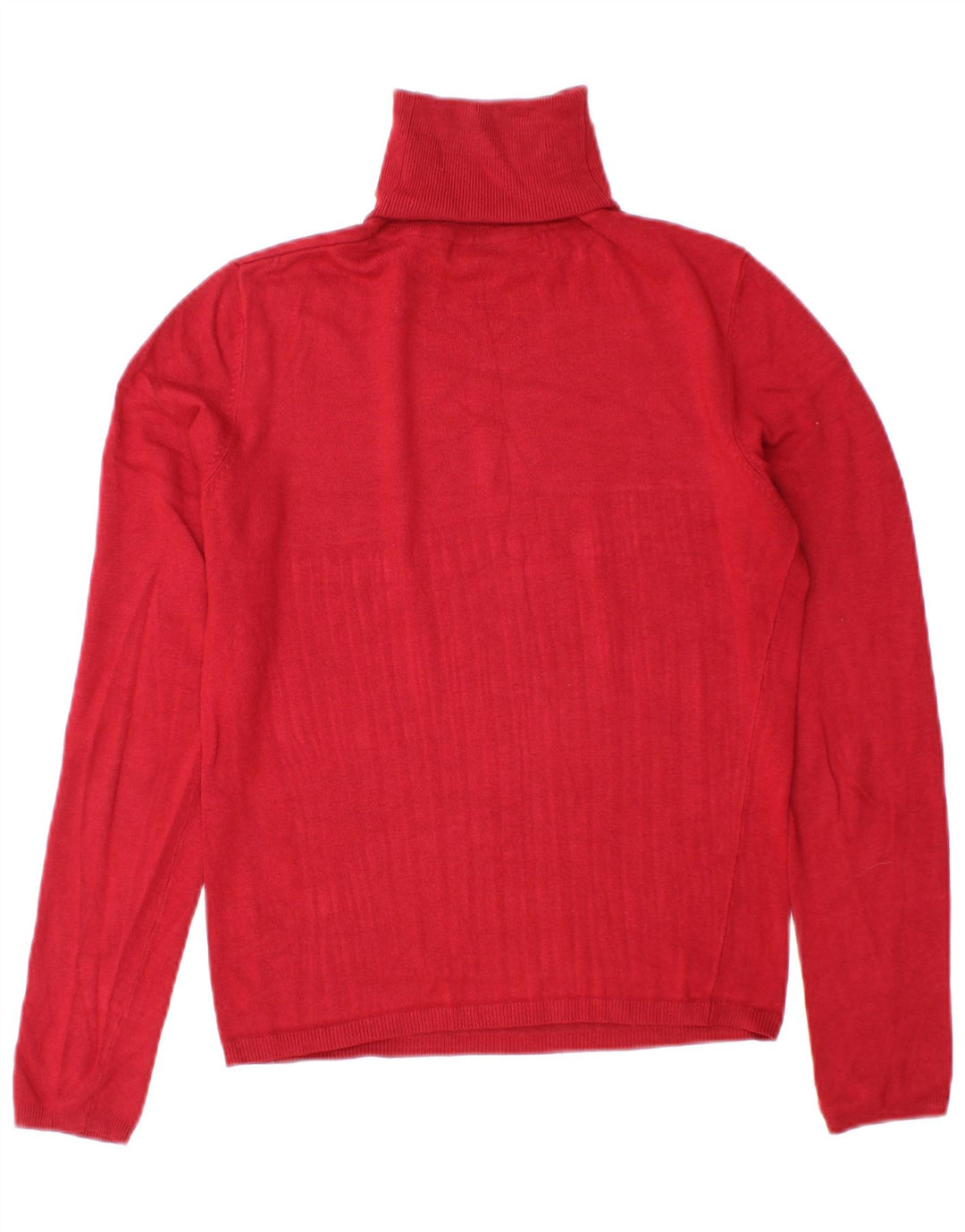 Zara Dame Roll Neck Jumper Sweater UK 14 Medium Burgundy Rayon