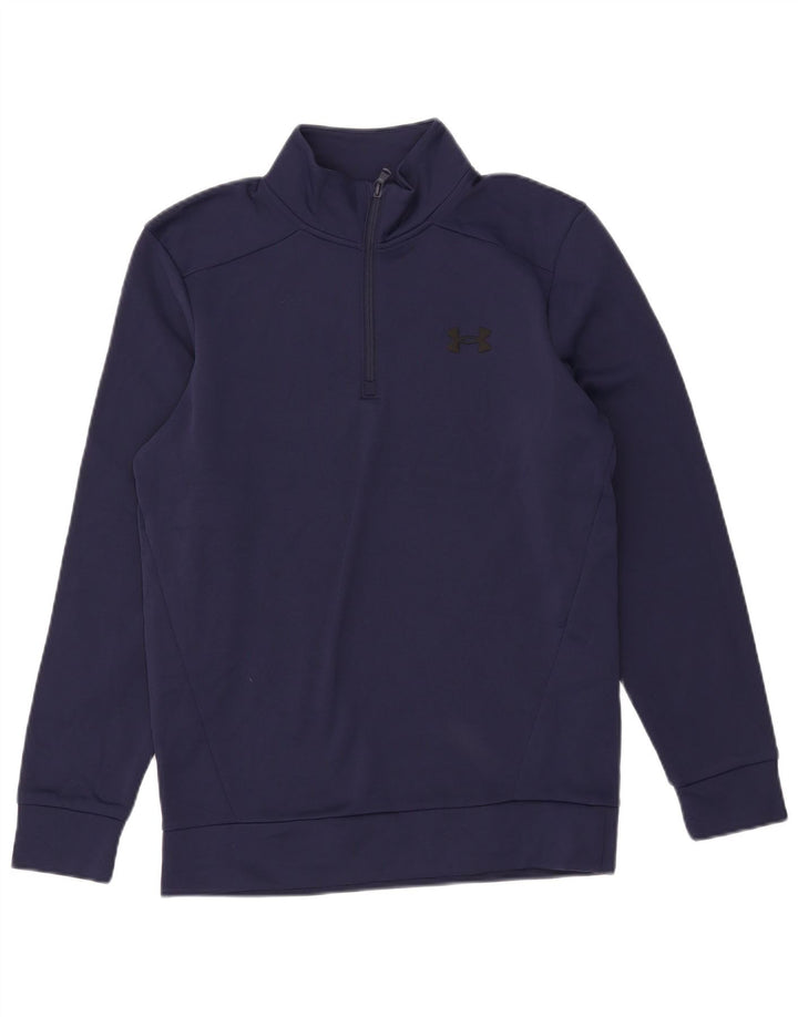 Under Armour Herre Zip Neck Sweatshirt Jumper Small Navy Blue Polyester