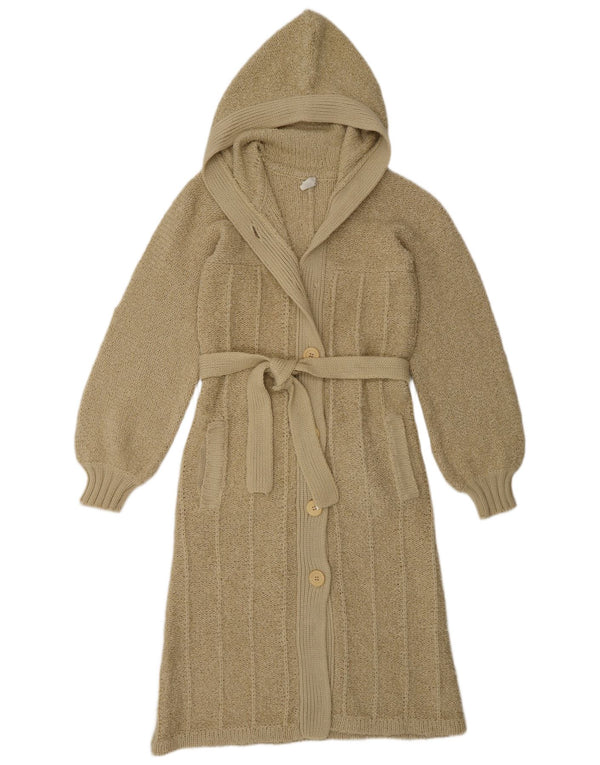 C&A Womens Hooded Longline Cardigan Sweater EU 42 Large Beige Acrylic