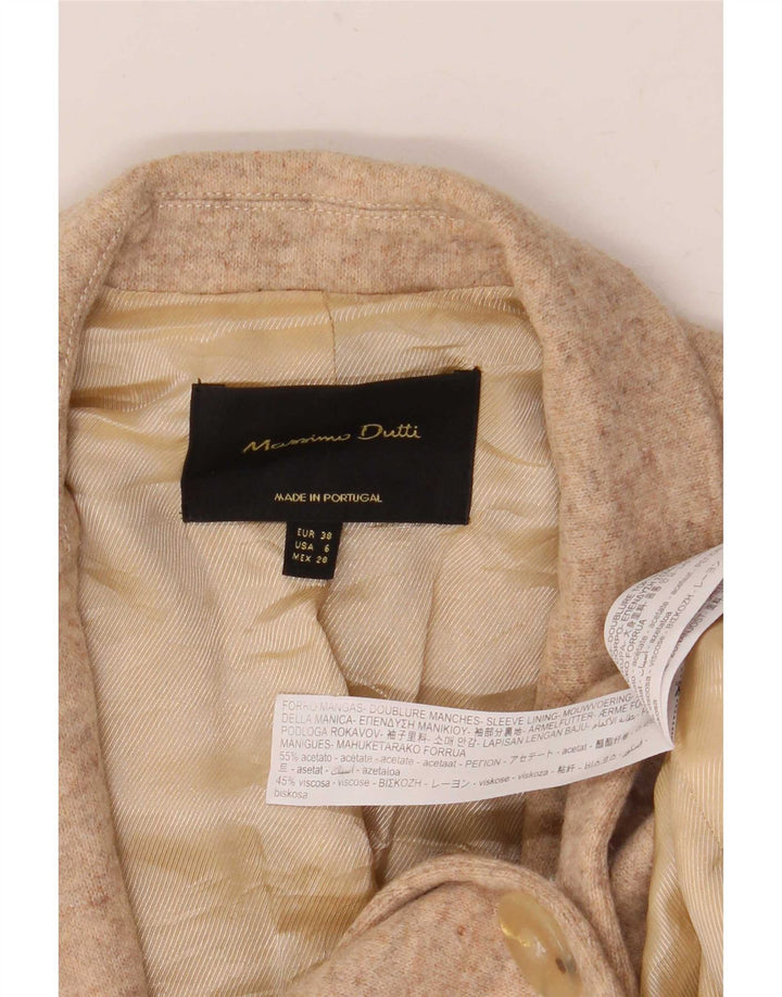 Massimo Dutti Dame Strik 1 Knap Blazer Jakke EU 38 Small Beige Flecked
