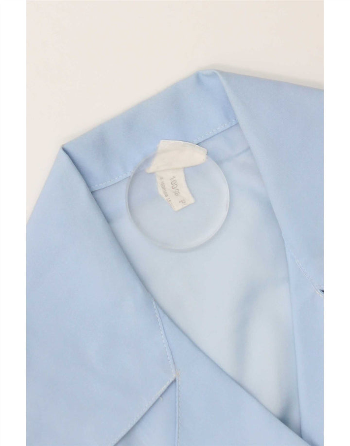 Vintage kortærmet skjortebluse til kvinder UK 14 Medium Blue Polyester