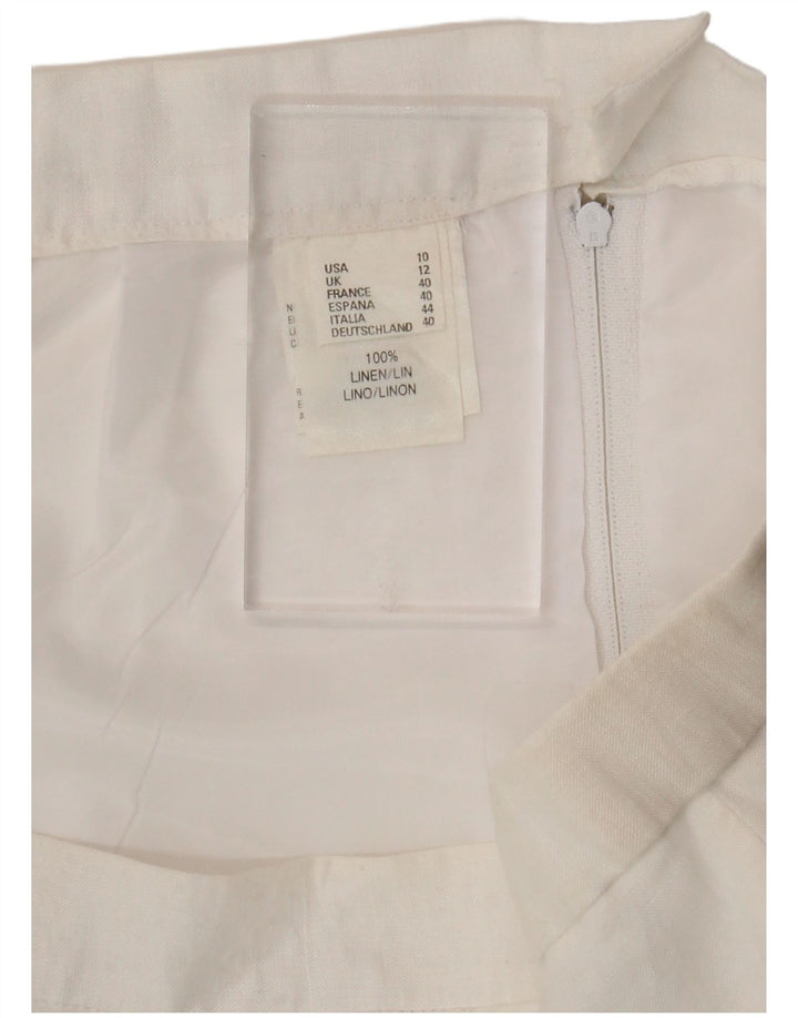 VINTAGE Womens Pencil Skirt UK 12 Medium W30  White Linen