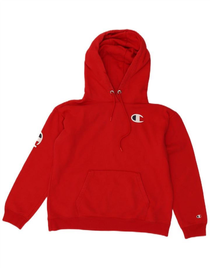 CHAMPION Mens Graphic Hoodie Jumper Small Red Cotton