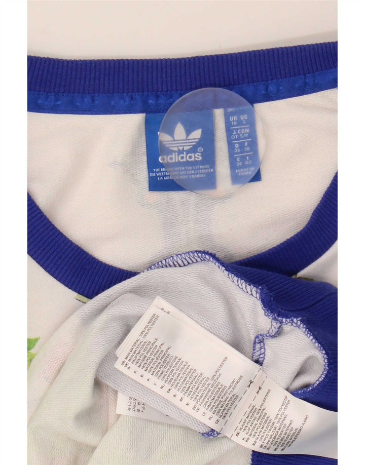 Adidas Dame Grafisk Oversized Sweatshirt Jumper UK 10 Lille Blå