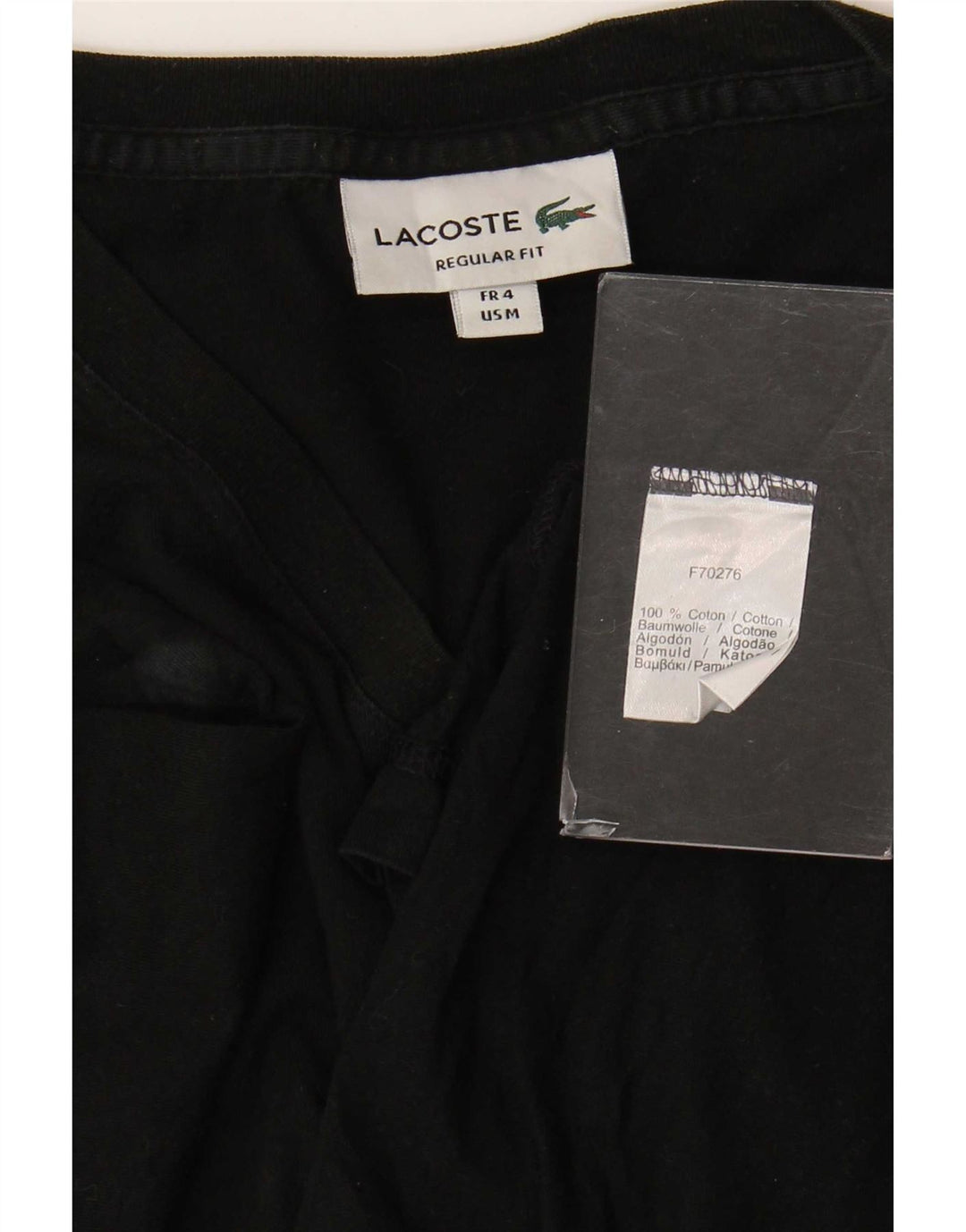 Lacoste Herre Regular Fit T-Shirt Top Størrelse 4 Medium Sort Bomuld
