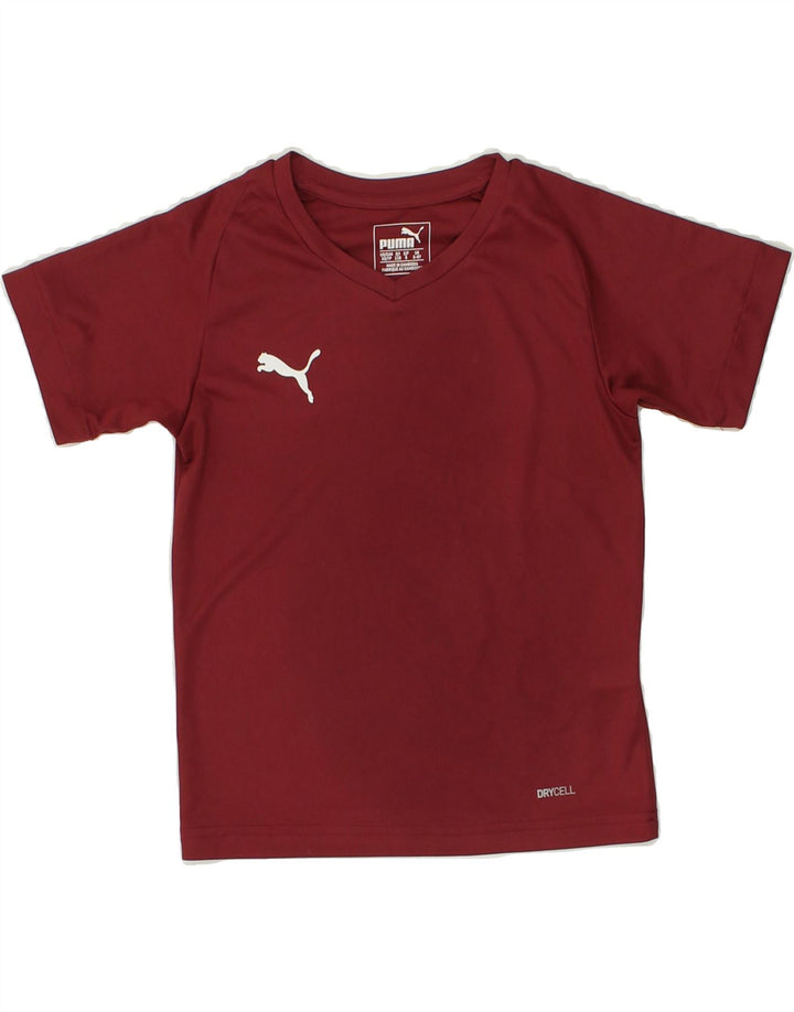 PUMA Boys Graphic T-Shirt Top 5-6 Years Maroon Polyester | Vintage Puma | Thrift | Second-Hand Puma | Used Clothing | Messina Hembry 