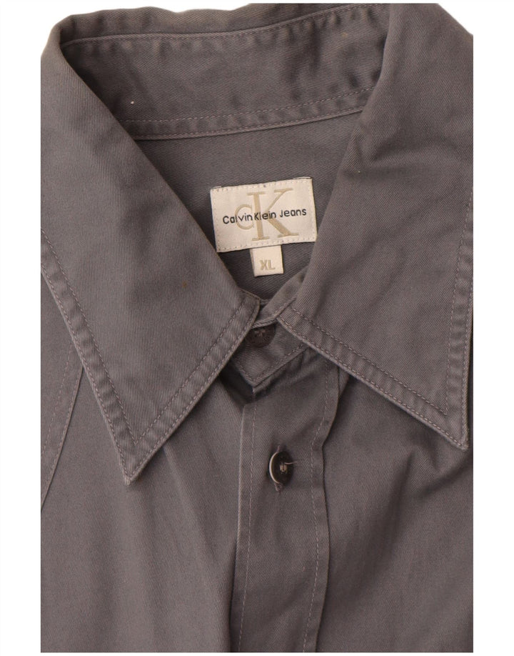 Calvin Klein Jeans Western skjorte herre XL Grå bomuld