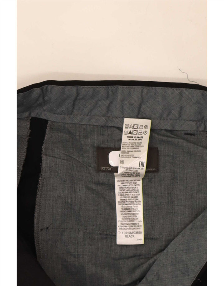 Marks & Spencer Straight Suit Bukser til mænd W32 L31 Sort polyester