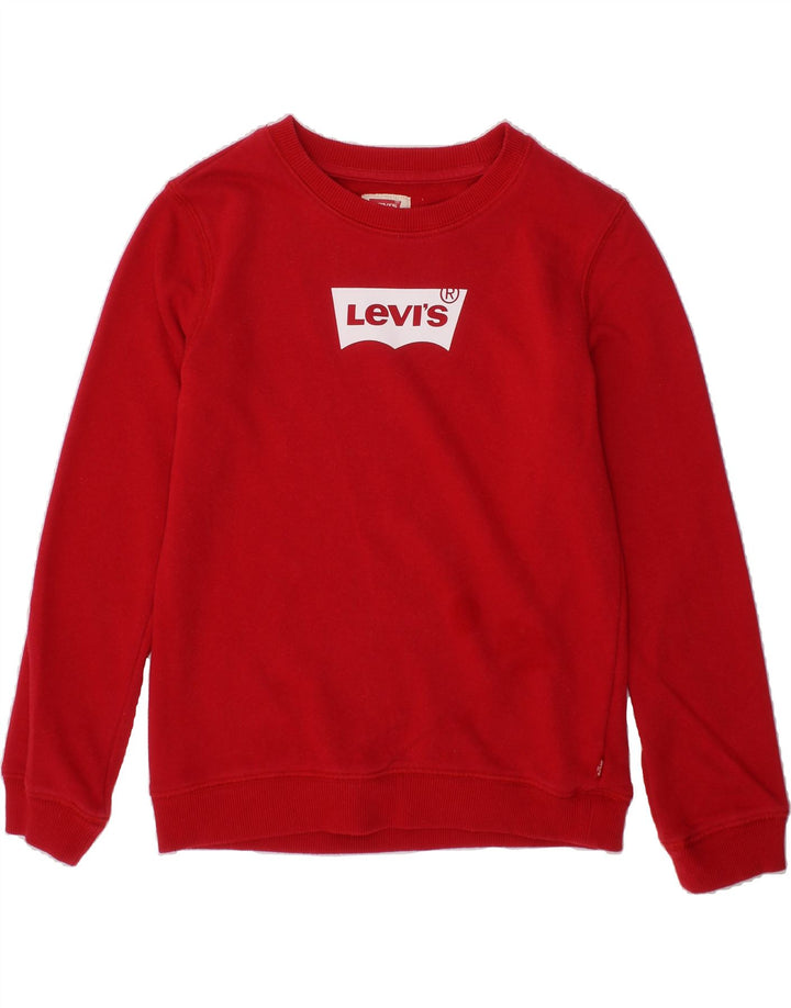 LEVI'S Boys Graphic Sweatshirt Jumper 7-8 Years Red Cotton Vintage Levi's and Second-Hand Levi's from Messina Hembry 
