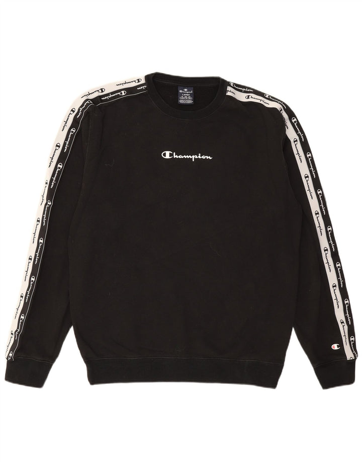 CHAMPION Grafisk sweatshirt til mænd, stor sort bomuld