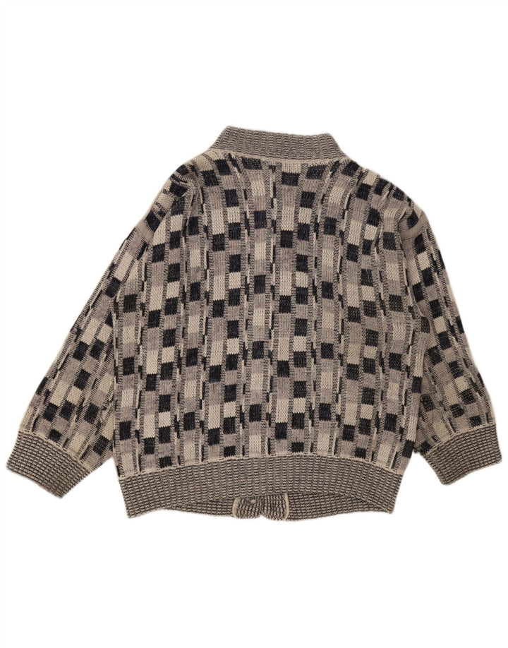 Vintage herre cardigan sweater stor grå ternet