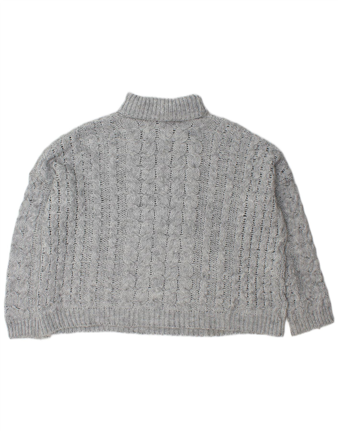 Zara Dame Oversized Roll Neck Jumper Sweater UK 14 Medium Grå Akryl
