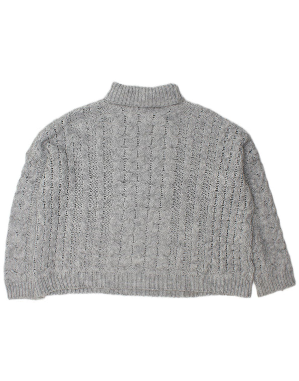 Zara Womens Oversized Roll Neck Jumper Sweater UK 14 Medium Grey Acrylic