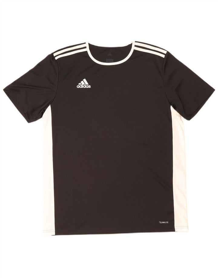 Adidas Herre Climalite T-Shirt Top Stor Sort Colourblock Polyester