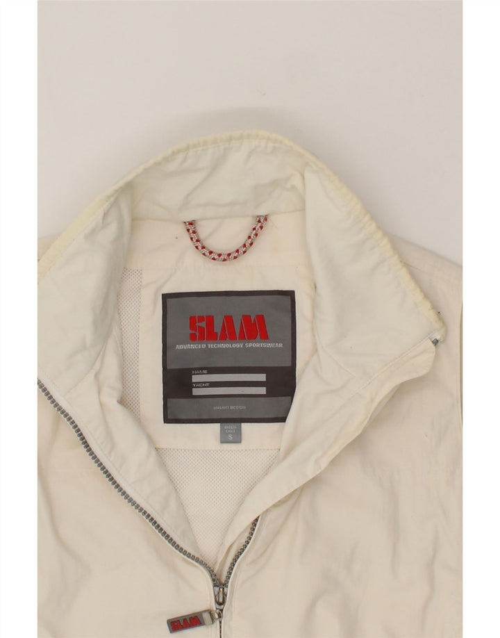 SLAM Mens Sleeveless Tracksuit Top Jacket Small Off White Nylon Vintage Slam and Second-Hand Slam from Messina Hembry 