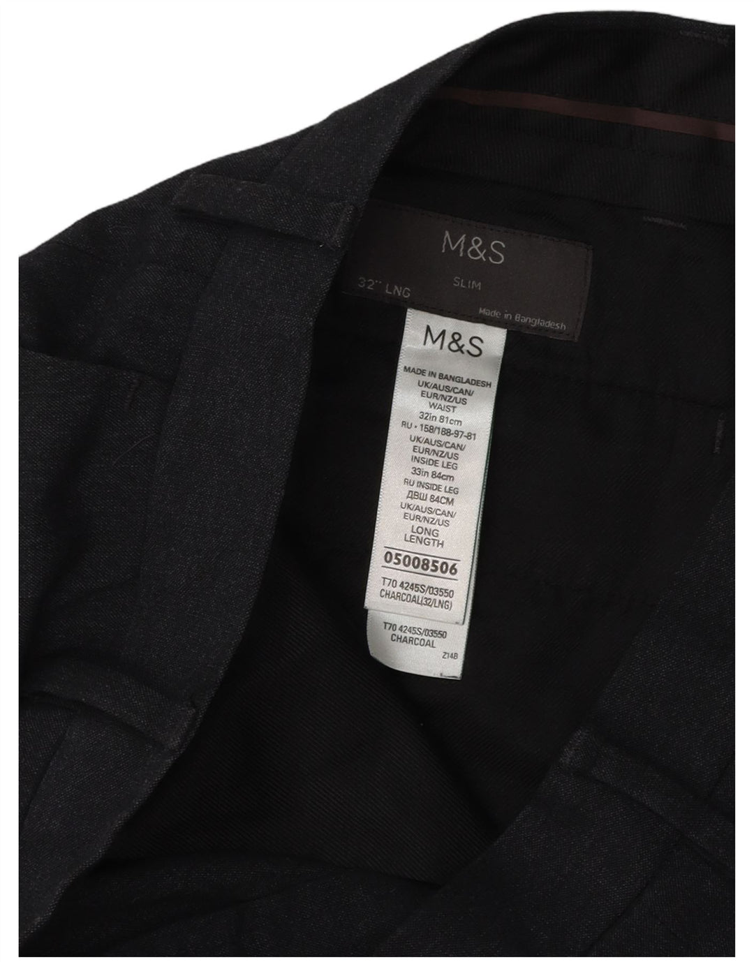 Marks & Spencer Herre Slim Chino Bukser W32 L33 Grå Polyester