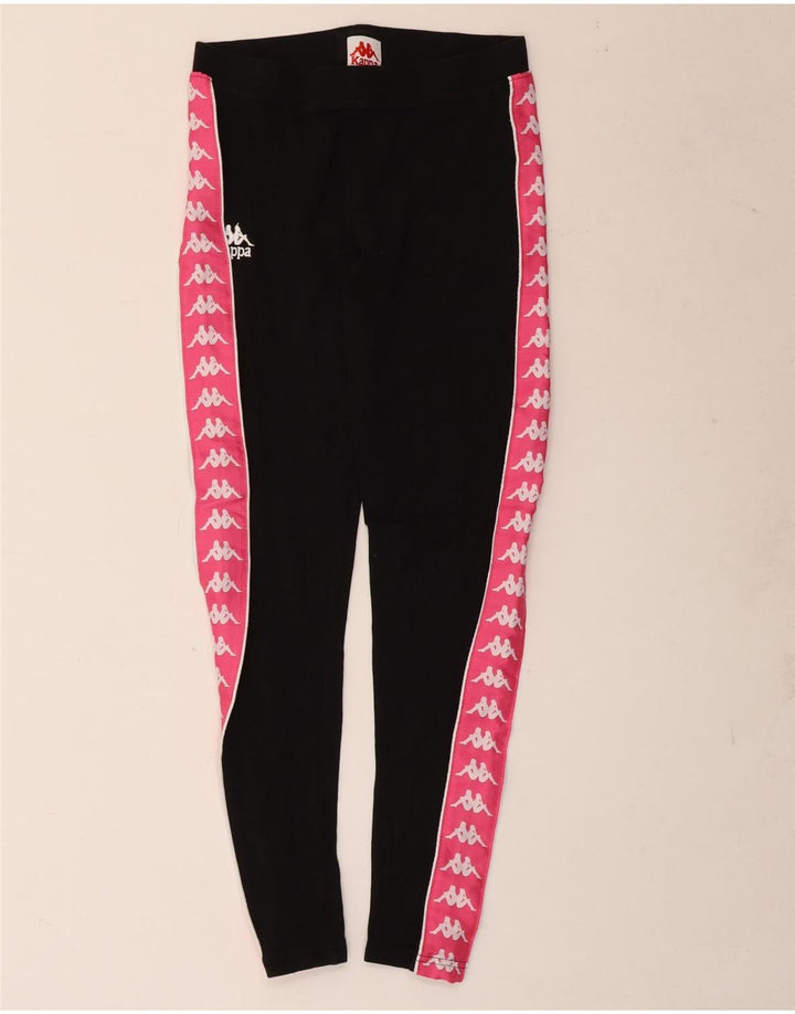 Kappa Dame Grafiske Leggings UK 14 Medium Sort
