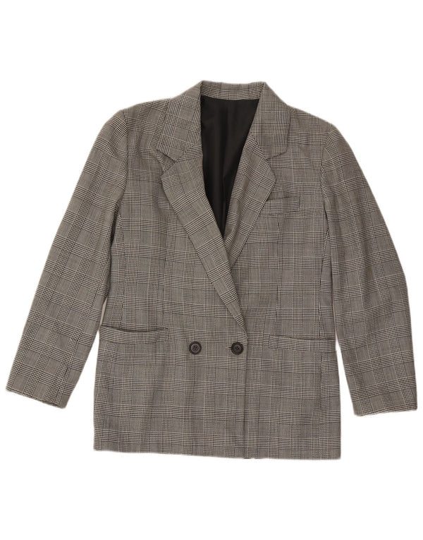 Vintage Dame Dobbeltradet Blazer Jacket UK 12 Medium Grey Houndstooth
