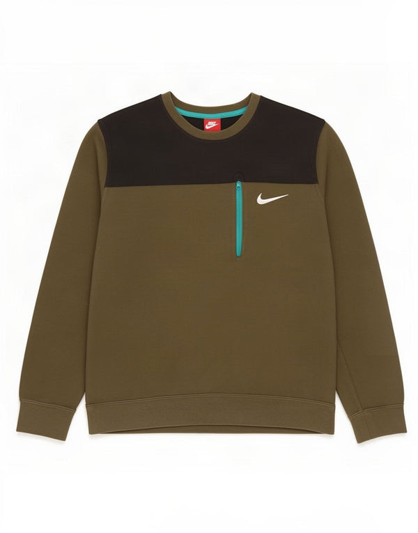 Nike Sweatshirt Jumper til mænd Large Khaki Colourblock Bomuld