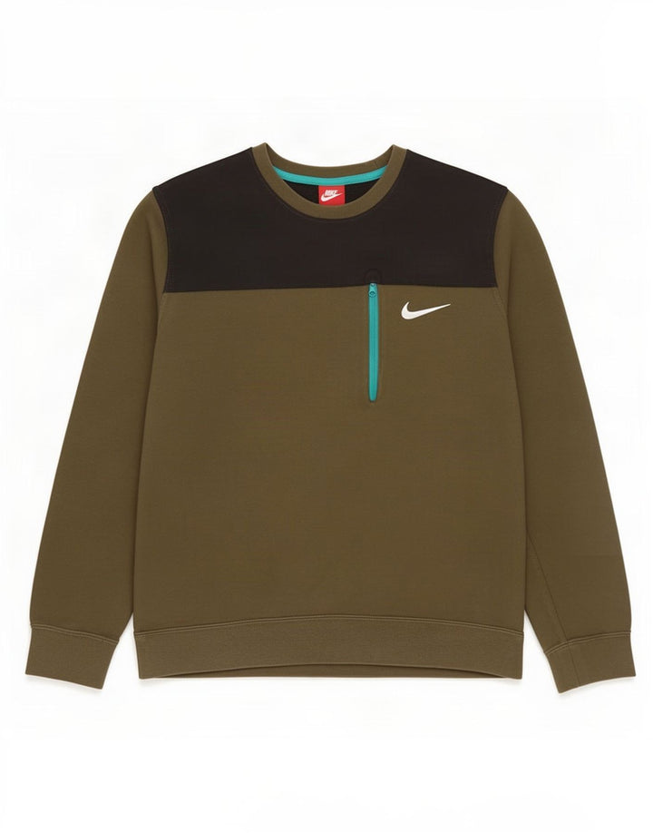Nike Sweatshirt Jumper til mænd Large Khaki Colourblock Bomuld