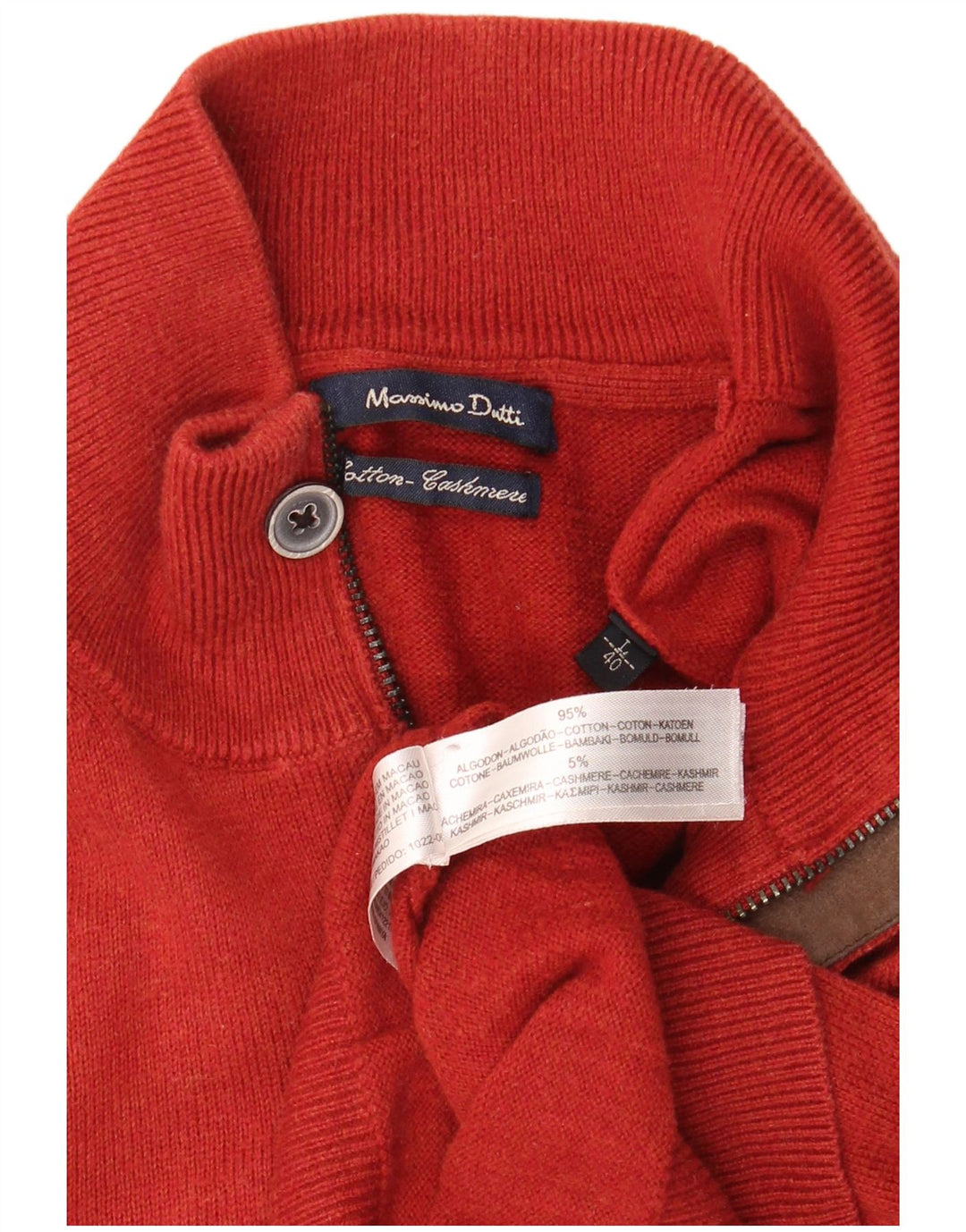 MASSIMO DUTTI Herre sweater med lynlåshals Stor rød bomuld
