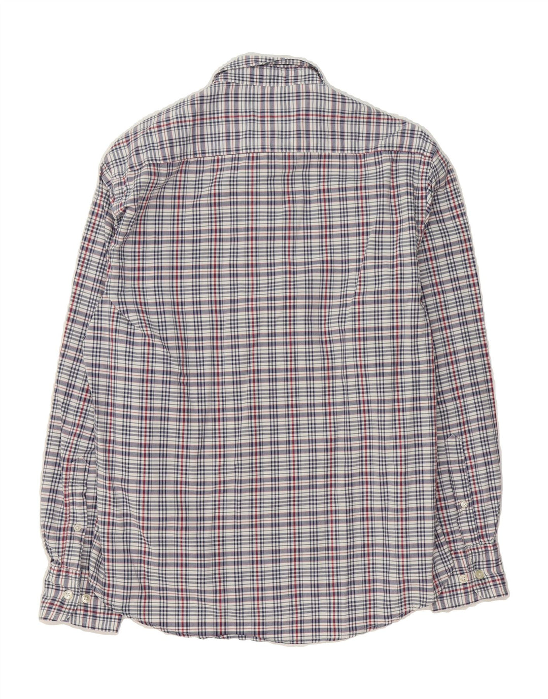 VINTAGE Mens Shirt Medium Navy Blue Check Cotton Vintage Vintage and Second-Hand Vintage from Messina Hembry 