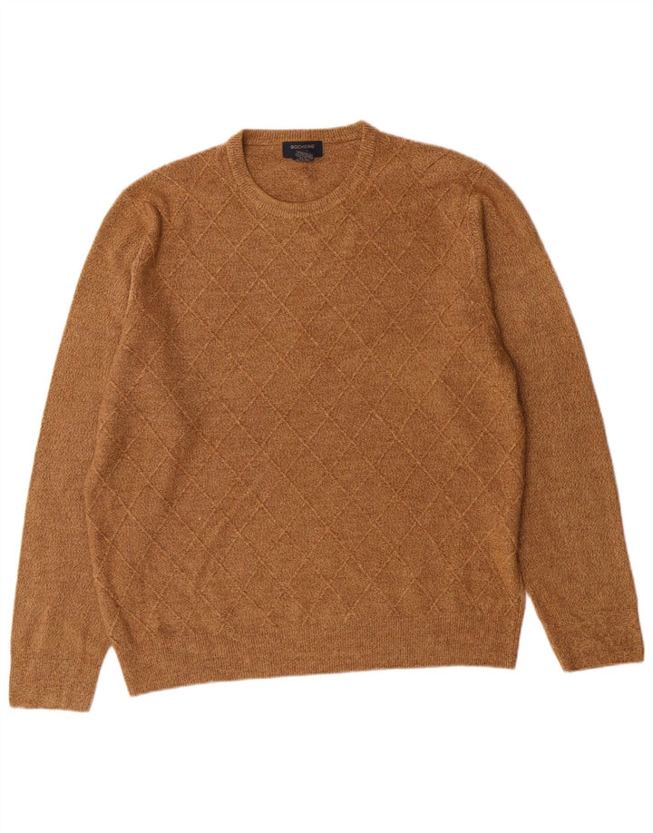 Dockers Herre Crew Neck Jumper Sweater Large Brown Argyle/Diamond Acryl