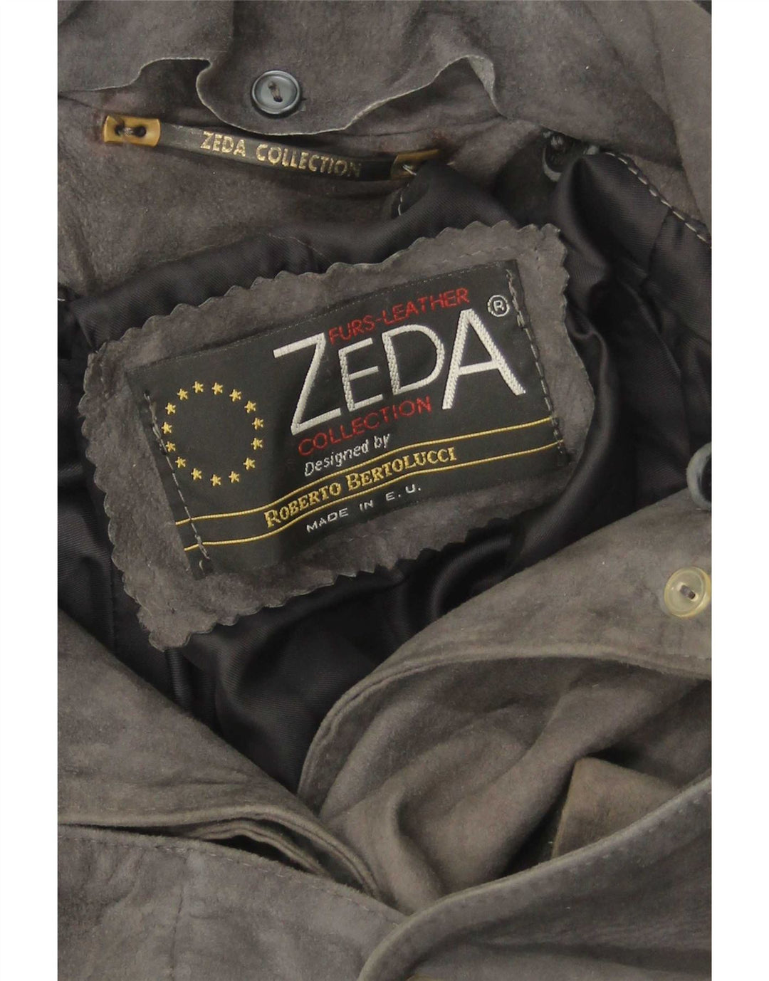 Vintage ruskindsfrakke til kvinder UK 14 Medium Grey Læder