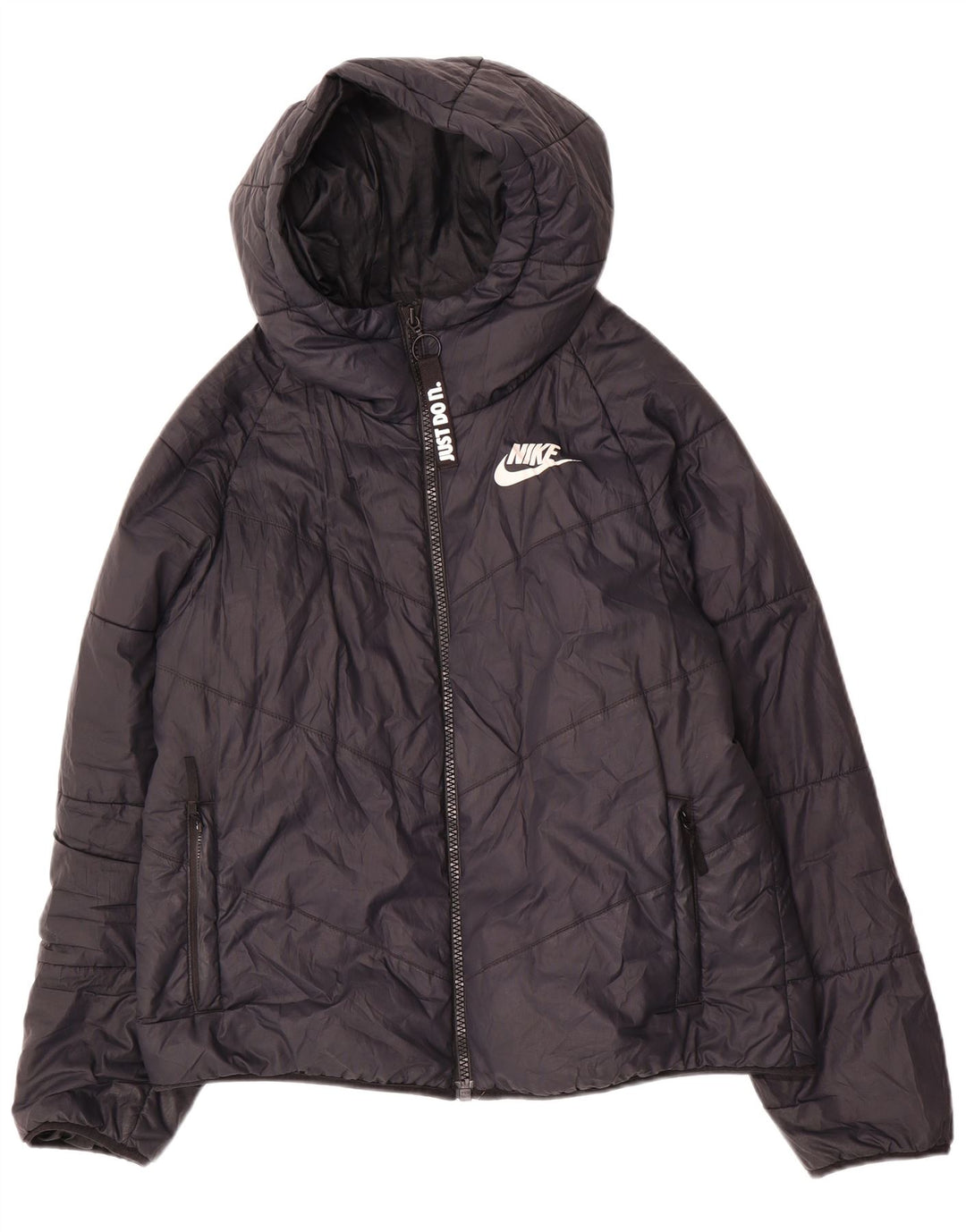 Nike polstret hættejakke til kvinder UK 14 Medium Sort Polyester
