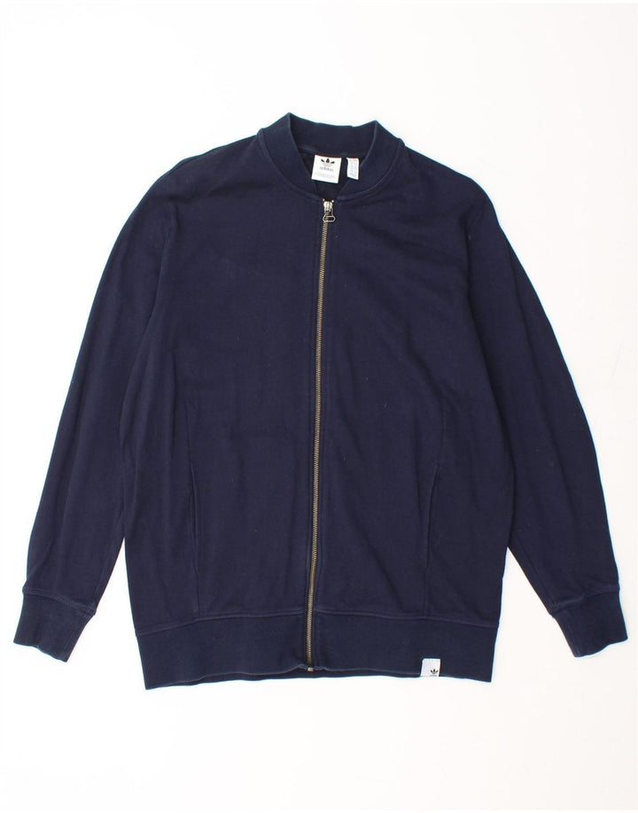 ADIDAS Womens Tracksuit Top Jacket UK 12 Medium Navy Blue Cotton Vintage Adidas and Second-Hand Adidas from Messina Hembry 