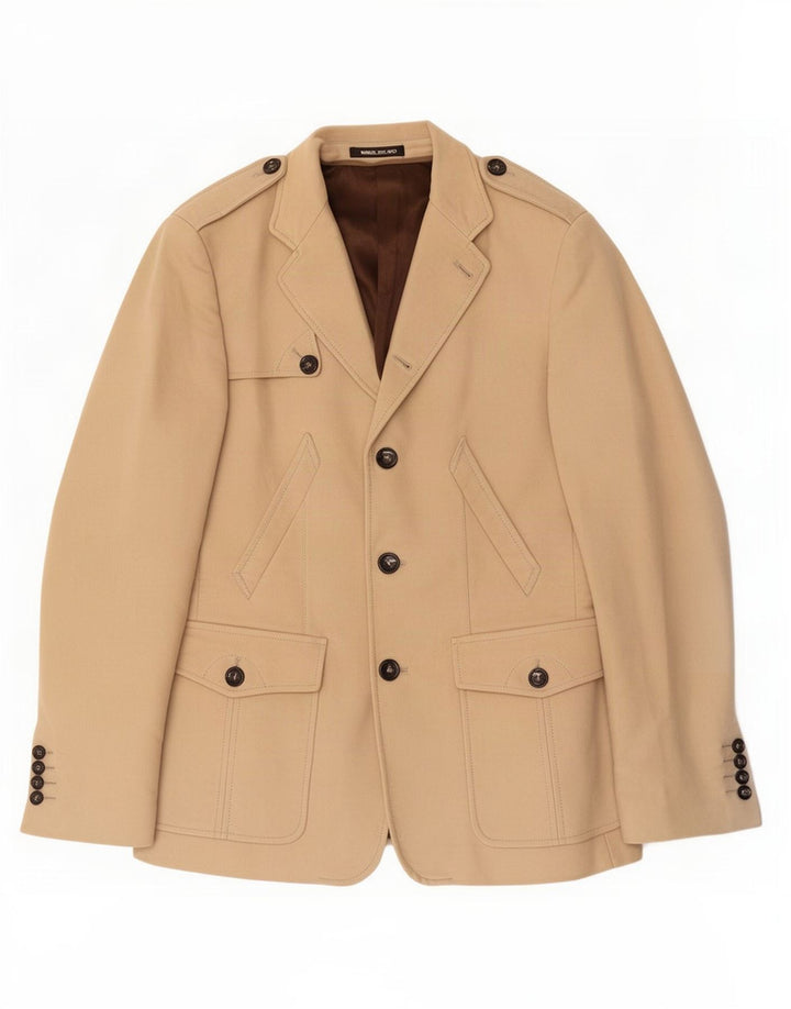 Manuel Ritz Pipo Herre Military 3 Button Blazer Jacket IT 50 Large Beige
