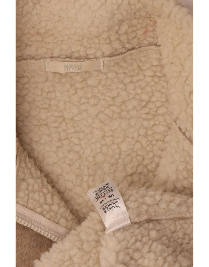 Marks & Spencer Dame Sherpa Oversized Overfrakke UK 10 Small Beige Flecked