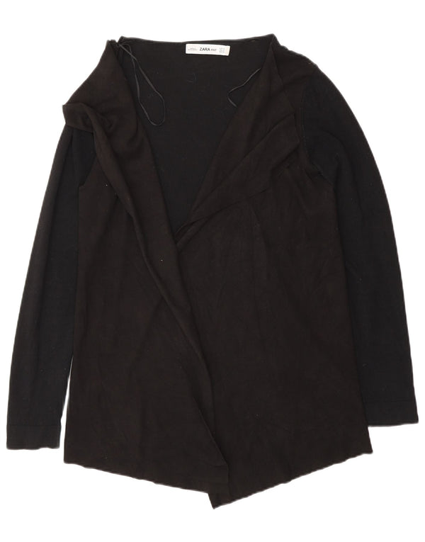Zara Herre Open Cardigan Sweater UK 10 Small Black Viscose
