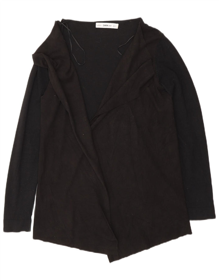 Zara Herre Open Cardigan Sweater UK 10 Small Black Viscose