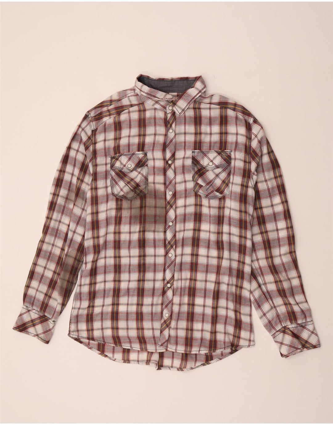 BKE Herre ternet flannelskjorte XL Burgund ternet bomuld