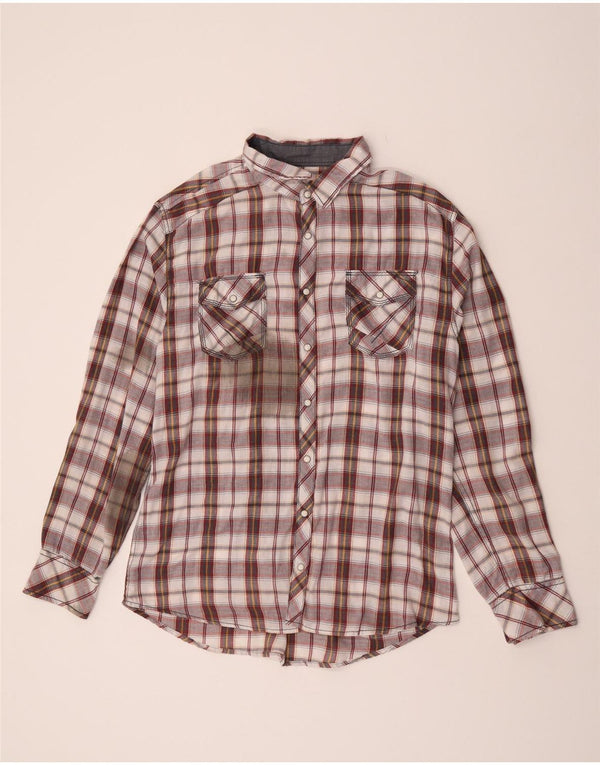 BKE Herre ternet flannelskjorte XL Burgund ternet bomuld