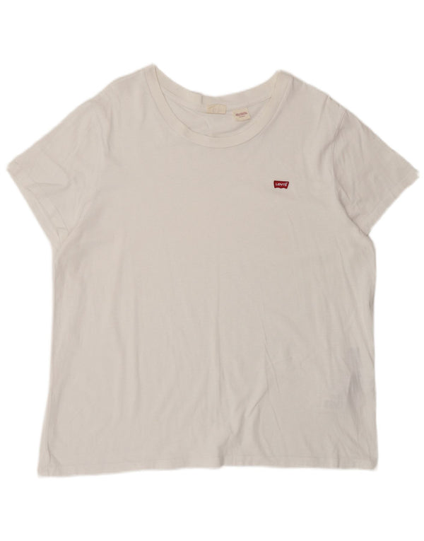 Levi's Dame T-Shirt Top UK 18 XL Hvid Bomuld