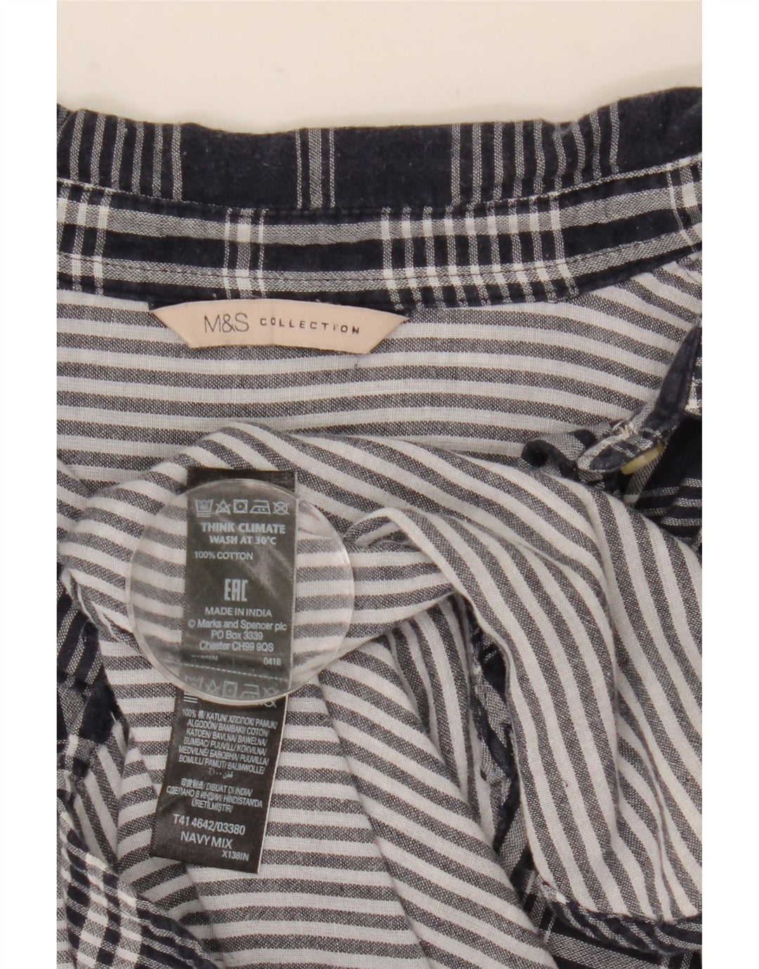 Marks & Spencer Dame Oversized Shirt UK 8 Small Navy Blue Ternet Bomuld