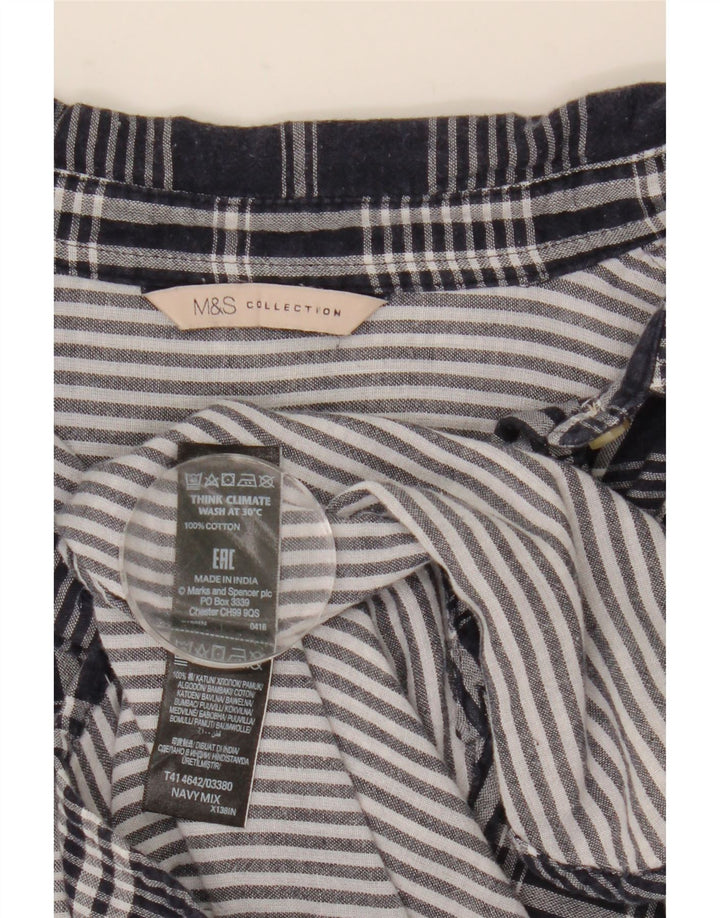 Marks & Spencer Dame Oversized Shirt UK 8 Small Navy Blue Ternet Bomuld