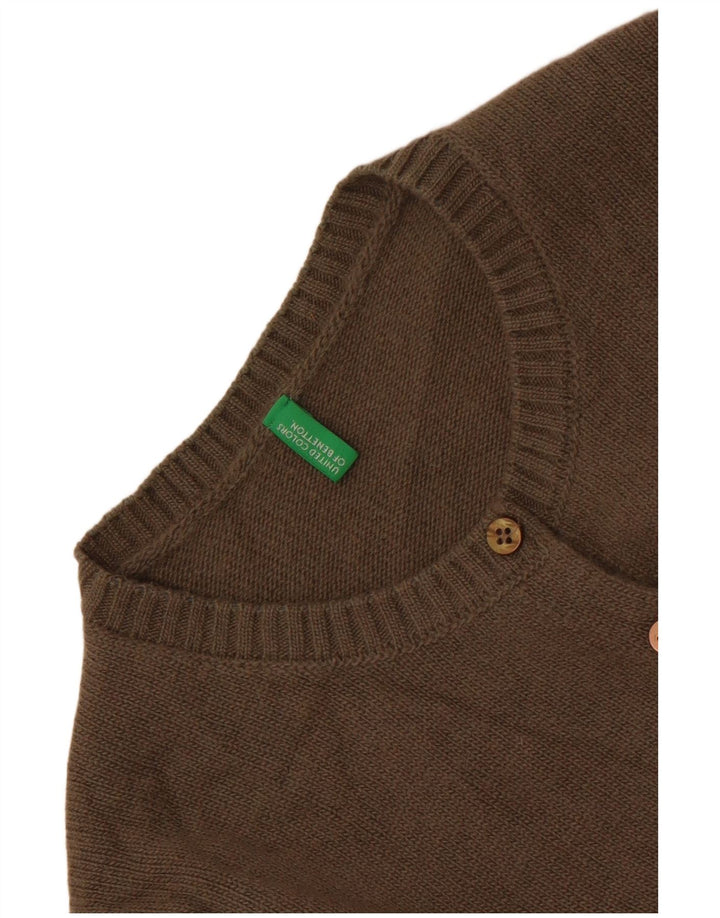 Benetton Womens Crop Cardigan Sweater UK 10 Small Green
