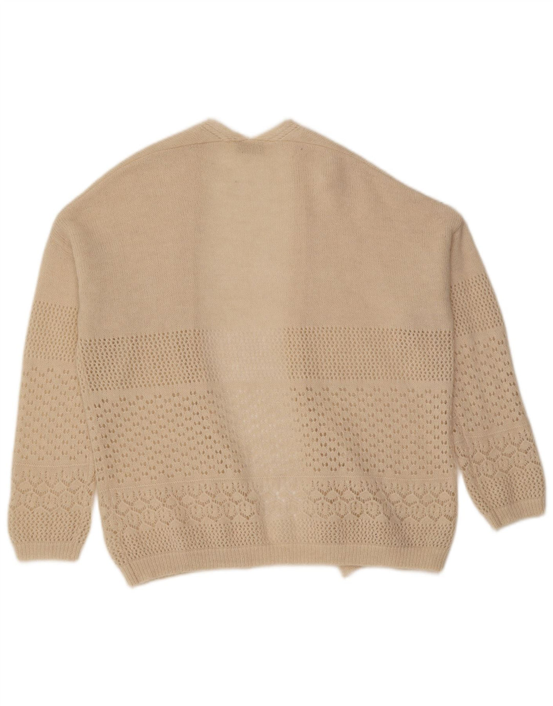 Vintage Dame Open Cardigan Sweater UK 16 Large Beige