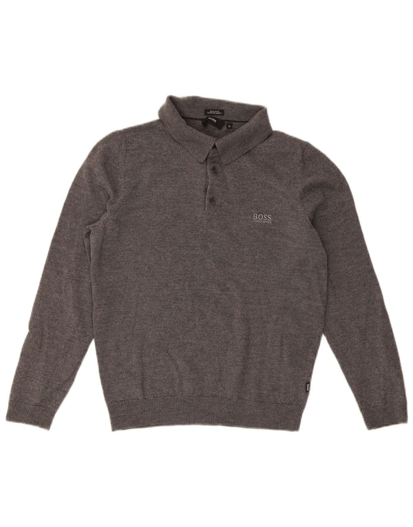 Hugo Boss drenge sweater med polohals 12-13 år Medium Grå Flecked